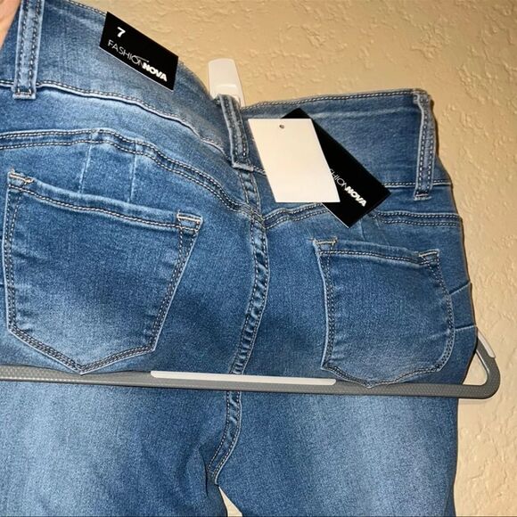 NWT Fashion Nova High Waisted Demi Skinny Jeans Sz 7 - color blue - Picture 7 of 12